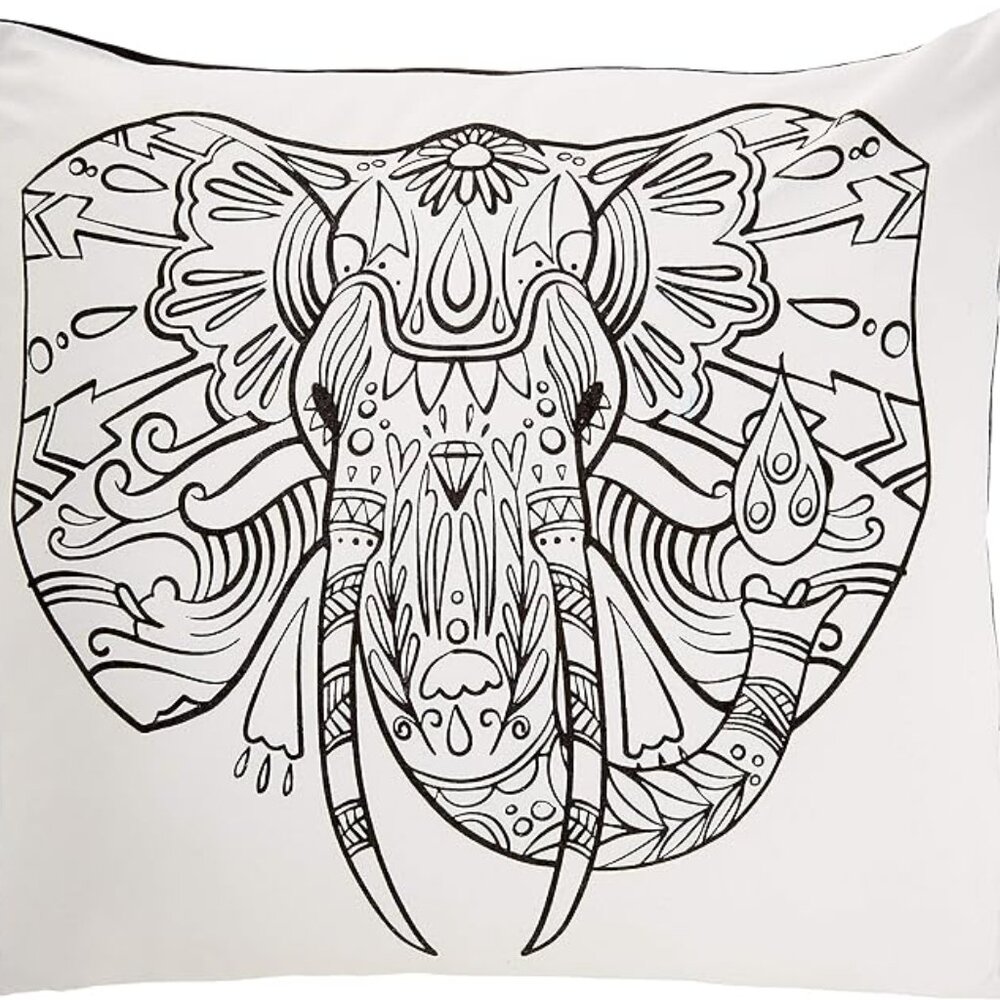 Primitives by Kathy Color Pillow, Elephant Face